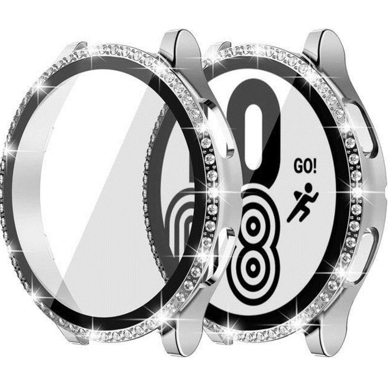 Custodia Cover + Proteggi schermo per Samsung Galaxy Watch 4 Accessori PC Vetro completo + Custodia Watch4 44mm 40mm