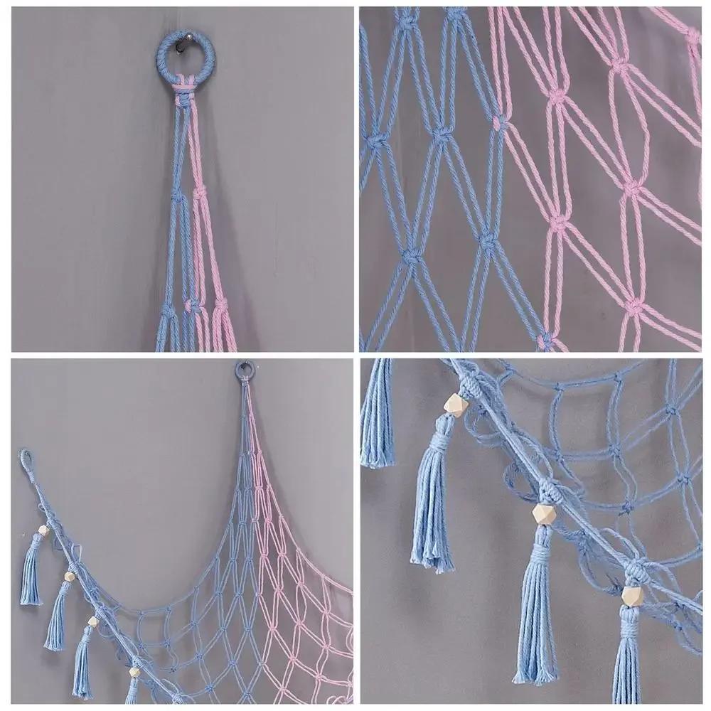 Toy Hammocks Creative Wall Corner Hanging Storage Net Organizer Minimalist Style Woven Cotton Rope Storage Mesh Hammock