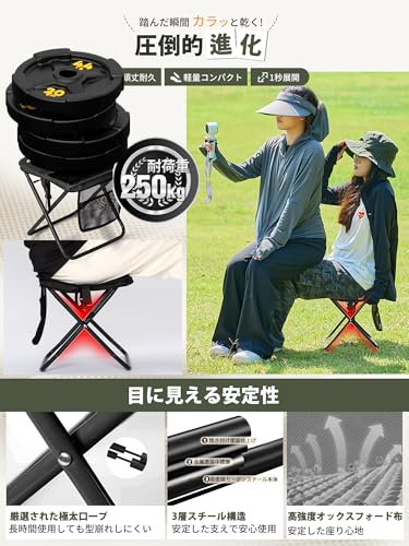 Camdoor Folding Chair, Lightweight and Portable, Outdoor Chair [Sits In 1 Second, Certified 250kg Weight Capacity]. Compact, Easy To Store, and Portab