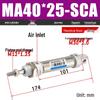 Mini Stainless Steel Pneumatic Cylinder MA Series (16-40mm Bore, 50-200mm Stroke)