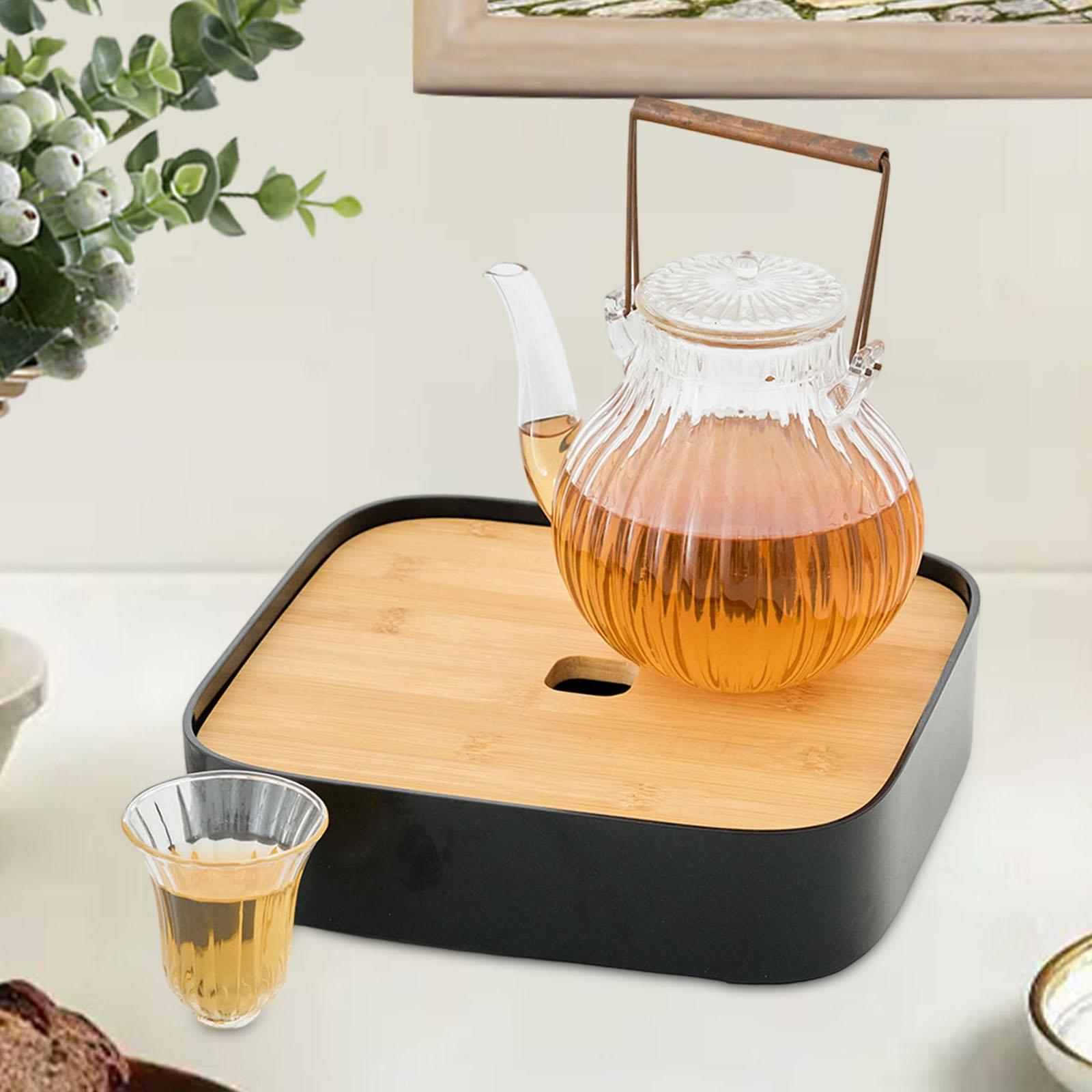 Gongfu Tea Tray Gongfu Tea Table Box with Water Storage Drain Tray for Hotel Farmhouse Household Restaurant Living Room