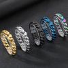 Vakuumplattiertes Curb Cuban Link Kettenglied Armband für Herren 15MM Rund Poliert Matt Titan Edelstahl Herren Armbänder Schmuck