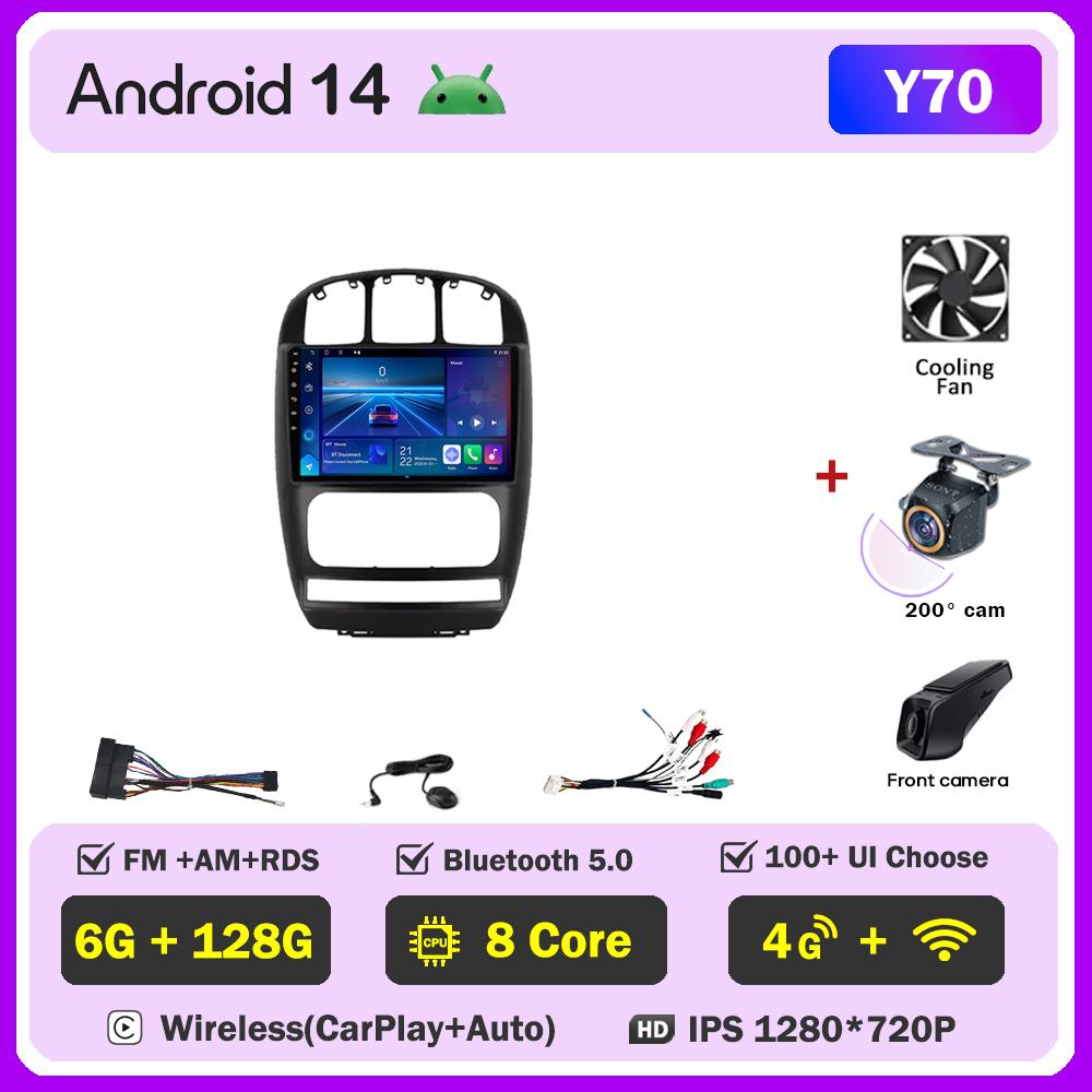 For Dodge Caravan 4 For Chrysler Voyager RG RS Town & Country RS 2000 Android 14 Car Radio Touch Screen Automotive Multimedia