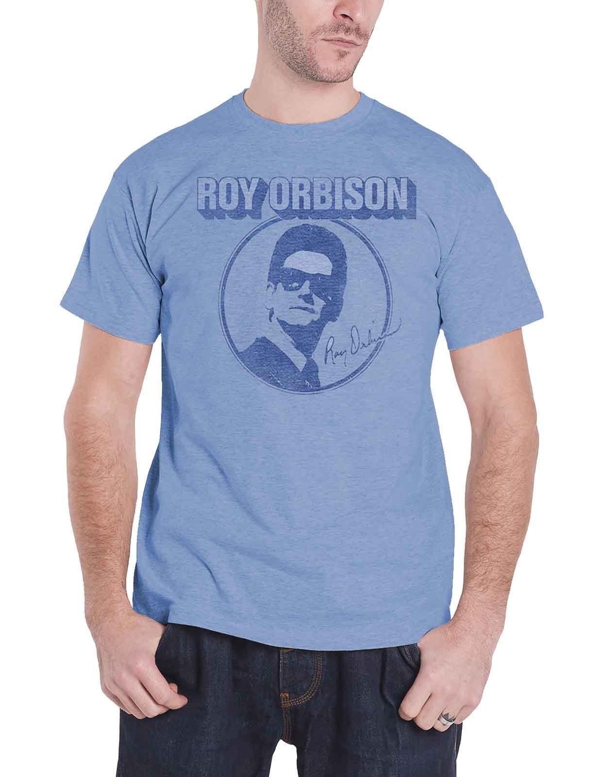 Roy Orbison T Shirt Photo Circle Logo Vintage retro new Official Mens Blue Size S