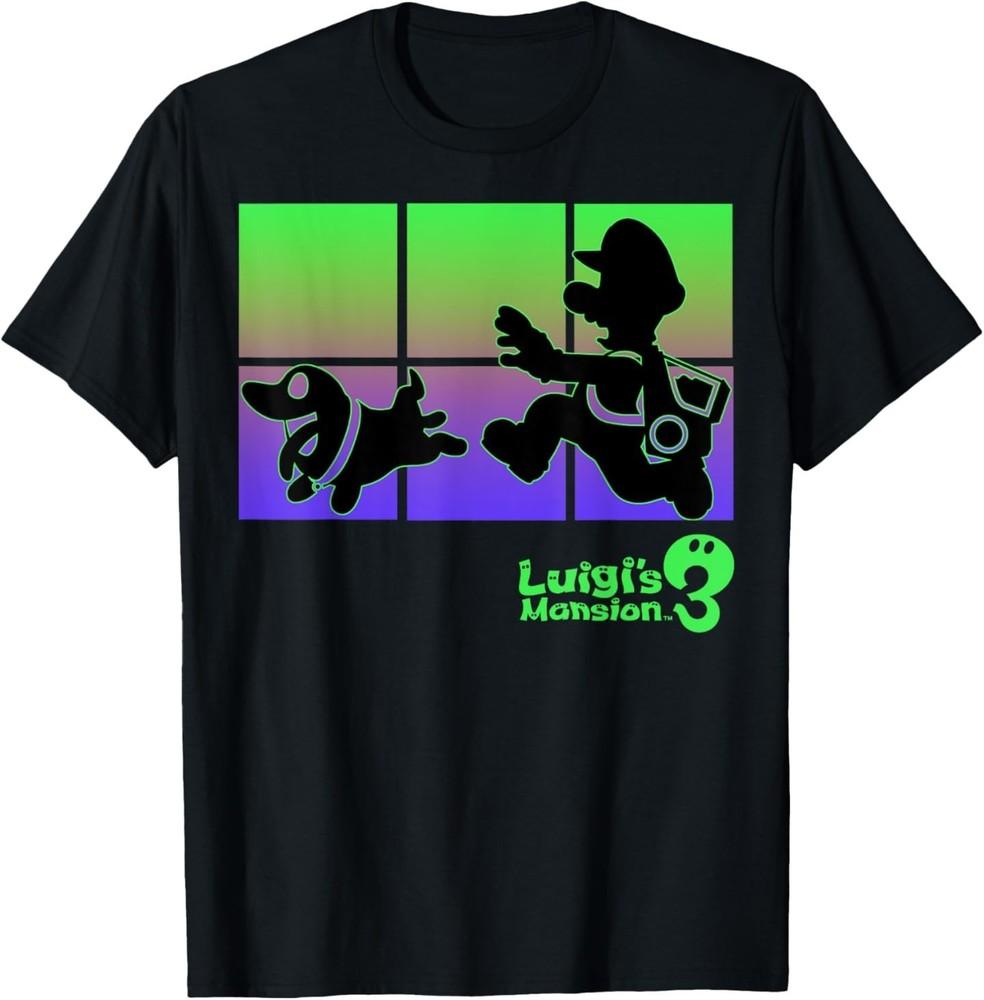 Luigi s Mansion 3 Luigi And Polterpup Silhouette T-Shirt XXXL