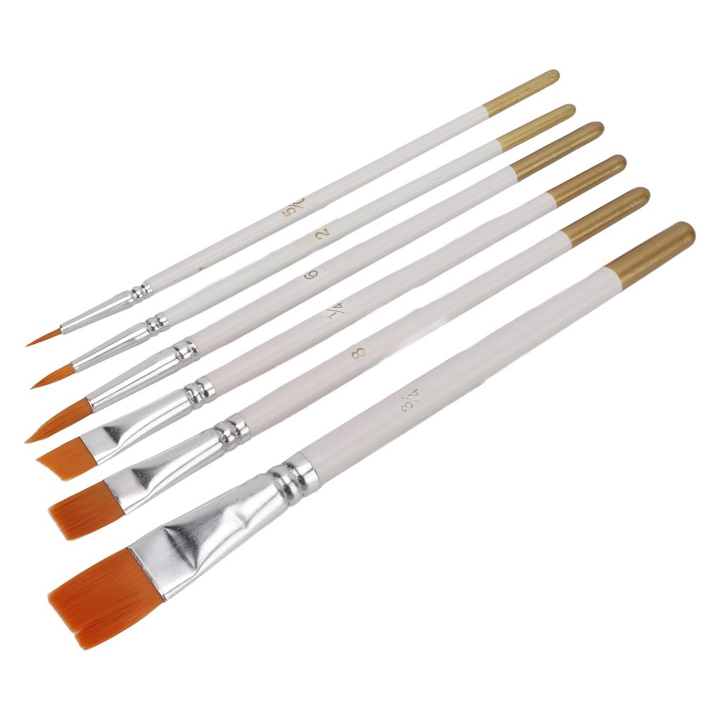 6 buc pensule multifuncționale mini nailon alb tijă pictură în ulei vârfuri rotunde vârfuri plate acuarelă Bru