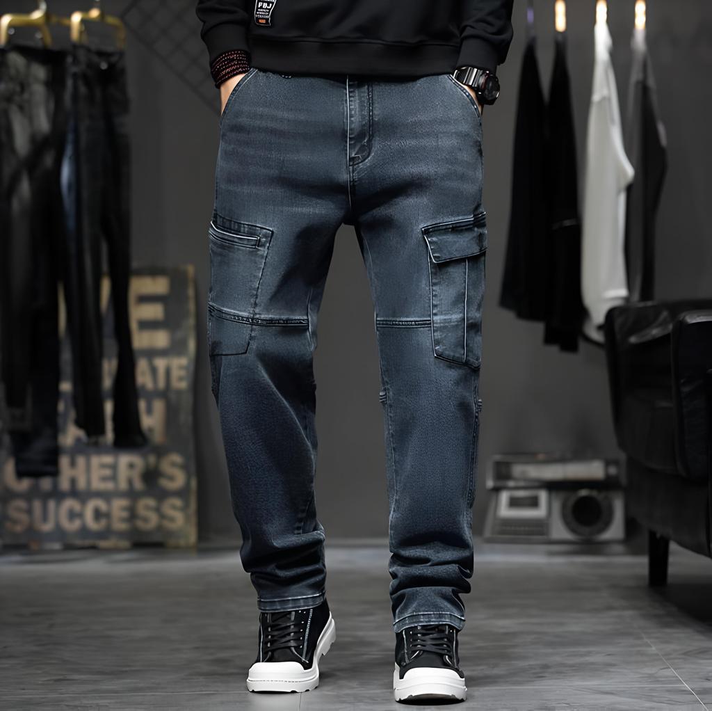Große Größen Herren Frühling und Herbst Casual Denim Hosen