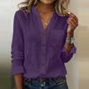 GMXIA Damenmode Casual Herbst Winter Langarm V-Ausschnitt Blusen & Hemden