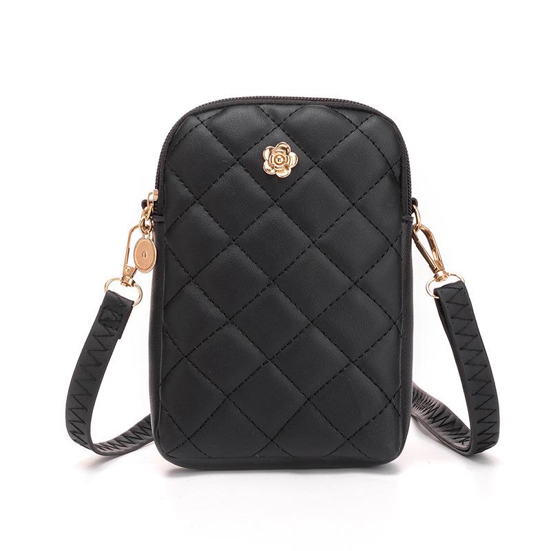 Trendy Embroidered Diamond Pattern Crossbody Phone Bag - 2022 Women's Style