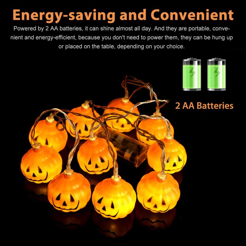 10/20/40led Halloween Pumpkin String Lights Energy-saving Hanging Lantern Lamp For Home Party