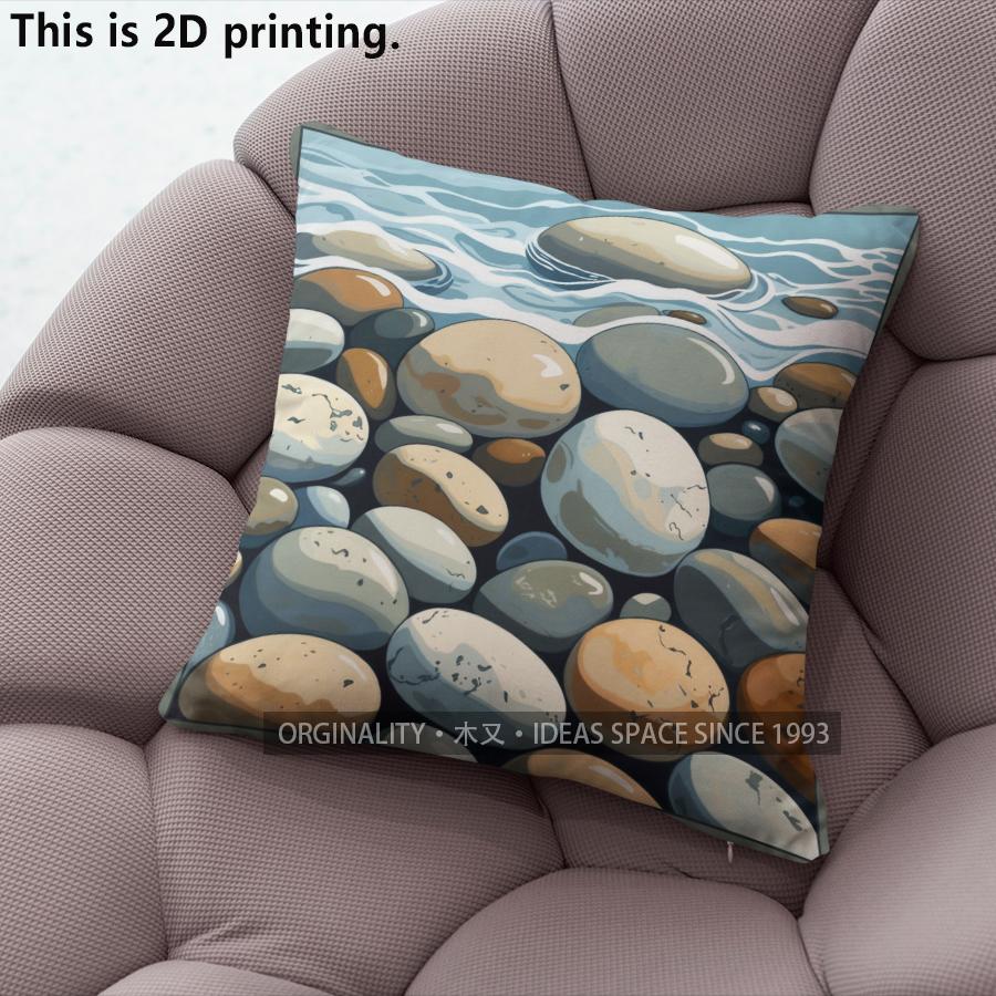 Coastal River Stones Throw Pillow Covers Pattern Cushion Cover Suitable For Sofa Bedroom Car Pillow Cover