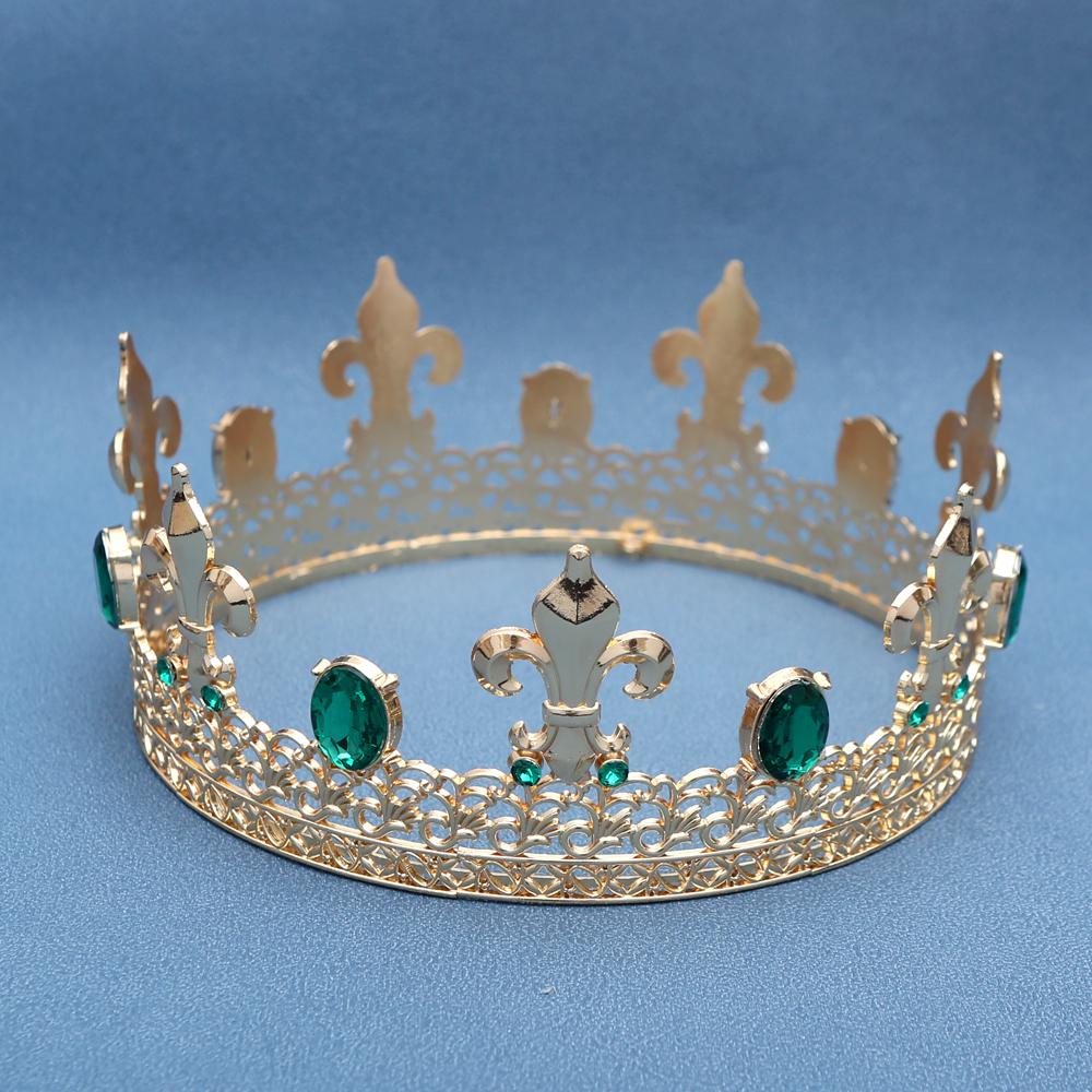 

Роскошная европейская и американская ретро-барочная корона, золотая, в форме наконечника пистолета, большая круглая корона с бриллиантовым кристаллом, аксессуар для волос