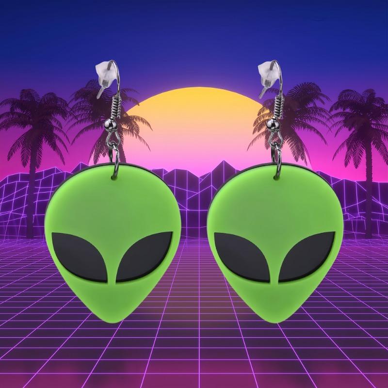 

1 пара акриловых сережек в форме головы инопланетянина, флуоресцентные зеленые серьги в виде инопланетянина // Космические серьги // Кавайные // Пастельная готика // НЛО