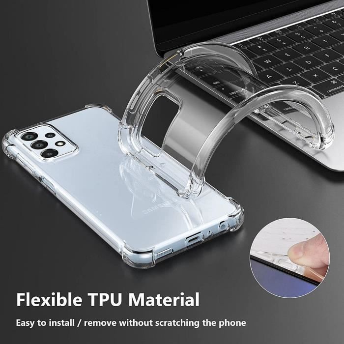 Coque de protection - BOOLING - pour Samsung Galaxy A23 5G - Souple - Transparent - Renforcée - avec 2 Verres Trempés