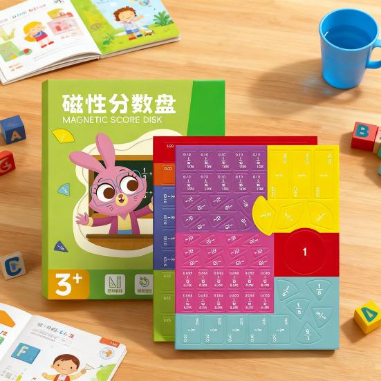 1 Set Magnetic Fraction Demonstration Book Fraction Learning Magnetic Tiles Circles Educational Fraction Puzzle Teaching Aid Math Manipulatives