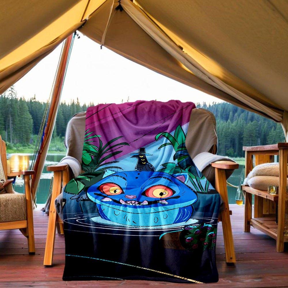 

Blue Cat in Tire Swing - Fantasy Garden Decor Blanket Lightweight Flannel Throw Blanket for Sofa, Bed, Travel, Camping, Livingroom, Office, 130x150cm
