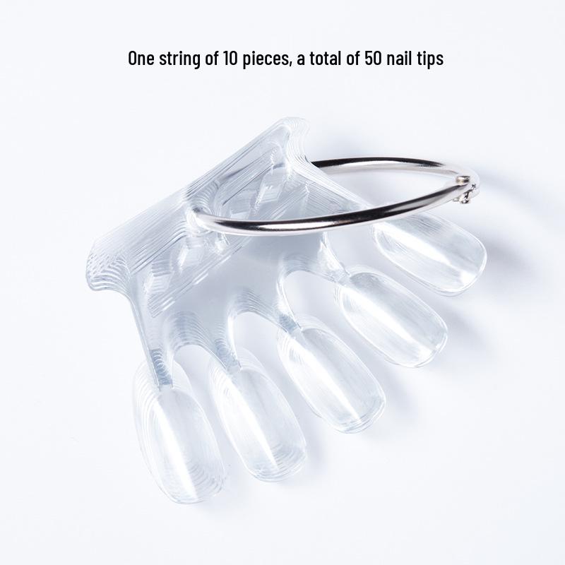 

Nail Art Display Chart: Transparent Natural Color Tips with Crown Design - 5 Fingers Fake Nails прозрачный