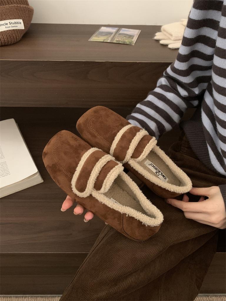 Loafers Women's 2025 New Autumn and Winter Piled Thickened Warm Fluffy Beanie Snow Cotton Shoes Women's Shoes