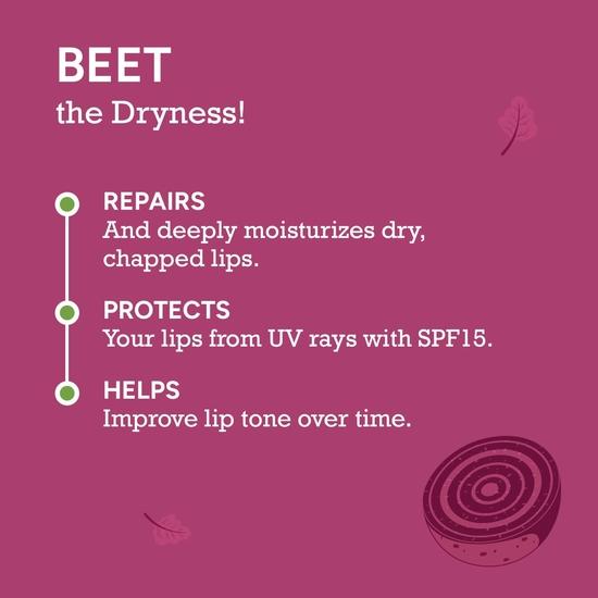 CITTA Beetroot Lip Balm SPF15 With Natural Pink Tint | For Pigmented, Dry Chapped Lips | With Shea Butter, Castor Oil & Vit E  | 5g
