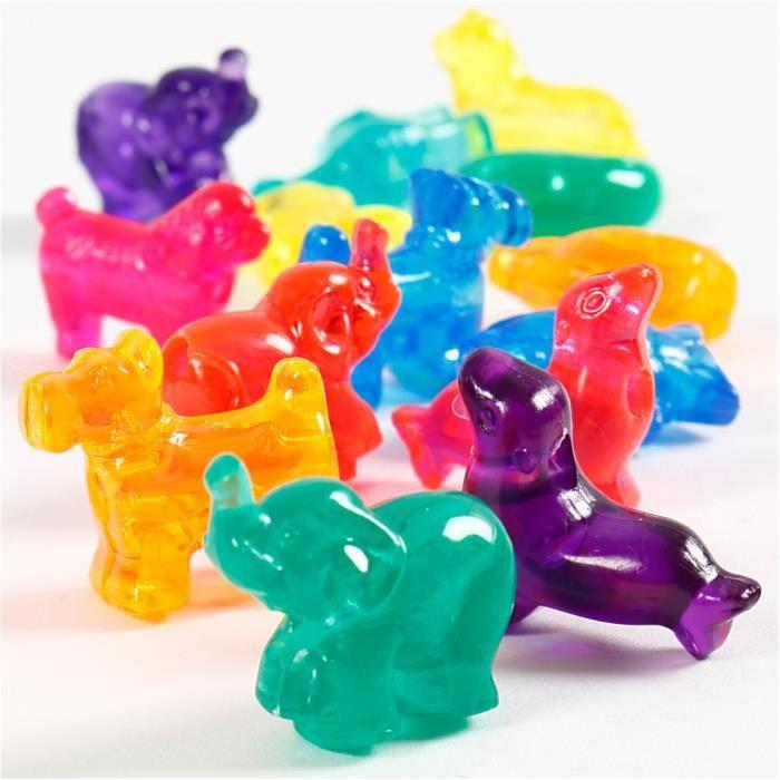 Assortiment de perles en plastique dans une variété de couleurs et formes et avec finition brillante. Réf 618230