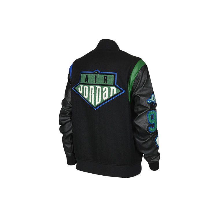 Jordan X Aleali May Varsity Jacket Asia Sizing Black Game Royal Pine Green DC2435-010