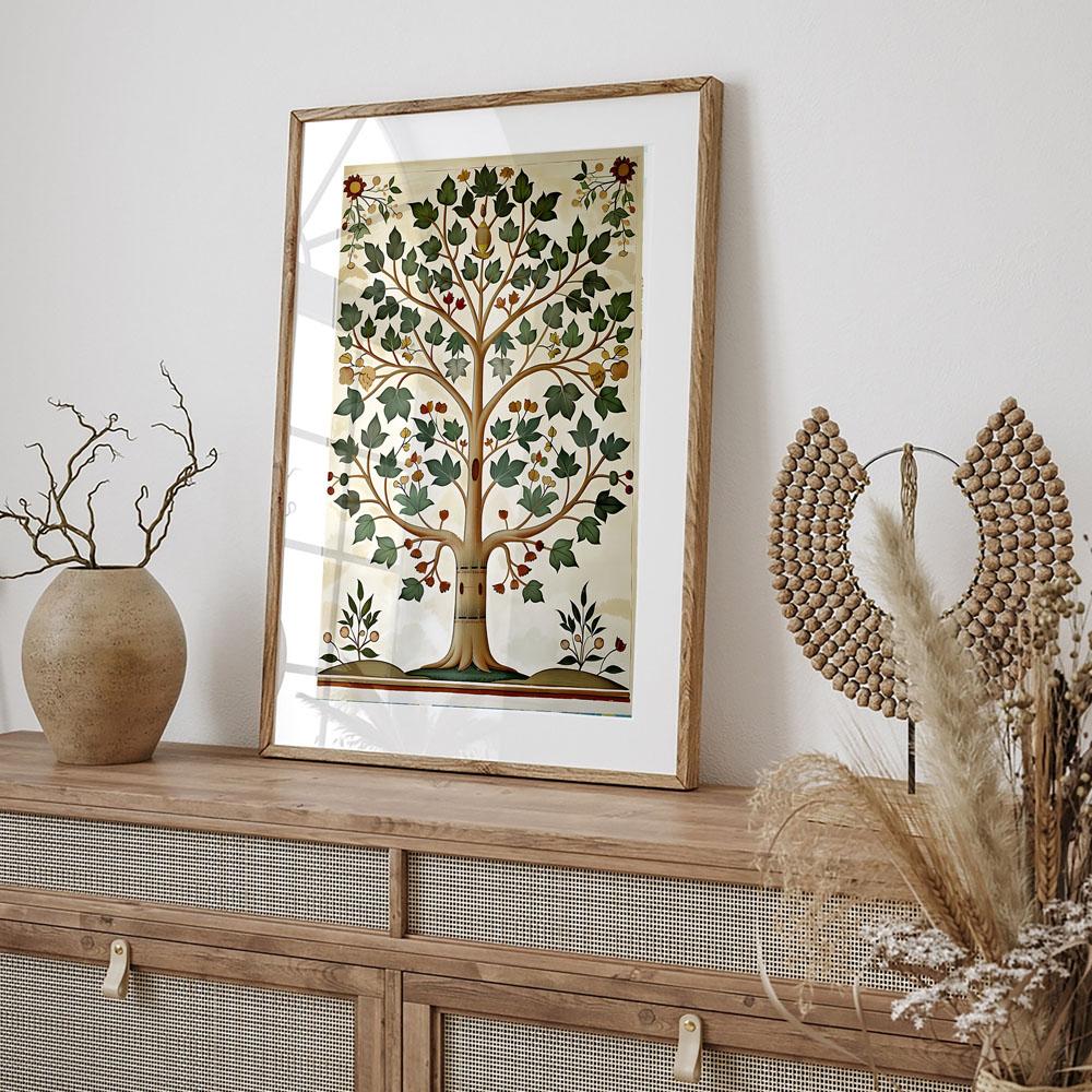Art Blossoming Tree Bohemian Poster Canvas Print Painting Study Studio Living Room Home Decor Indian of Life Vintage Folk