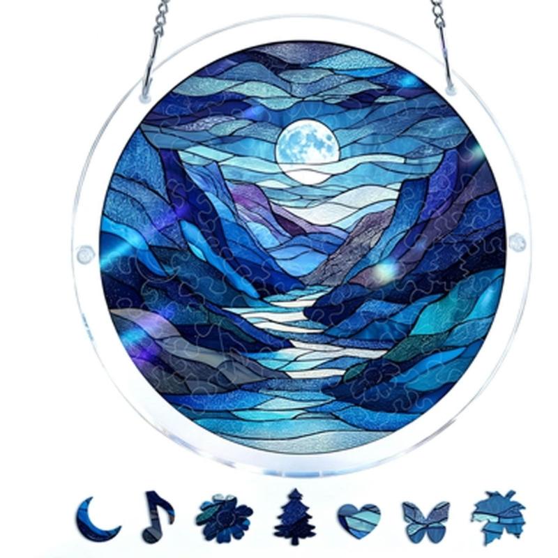 Puzzle Sun Catcher Stained Glass Window Hangings Acrylic Suncatchers Decors for Home Garden Ornament Housewarmings Gift