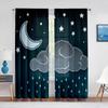 Blaue Sternennacht mit Sternen, Mond und Wolken, Tüllvorhänge für Wohnzimmer, Kinderschlafzimmer, Chiffon, durchsichtiger Voile, Küchenfenstervorhang