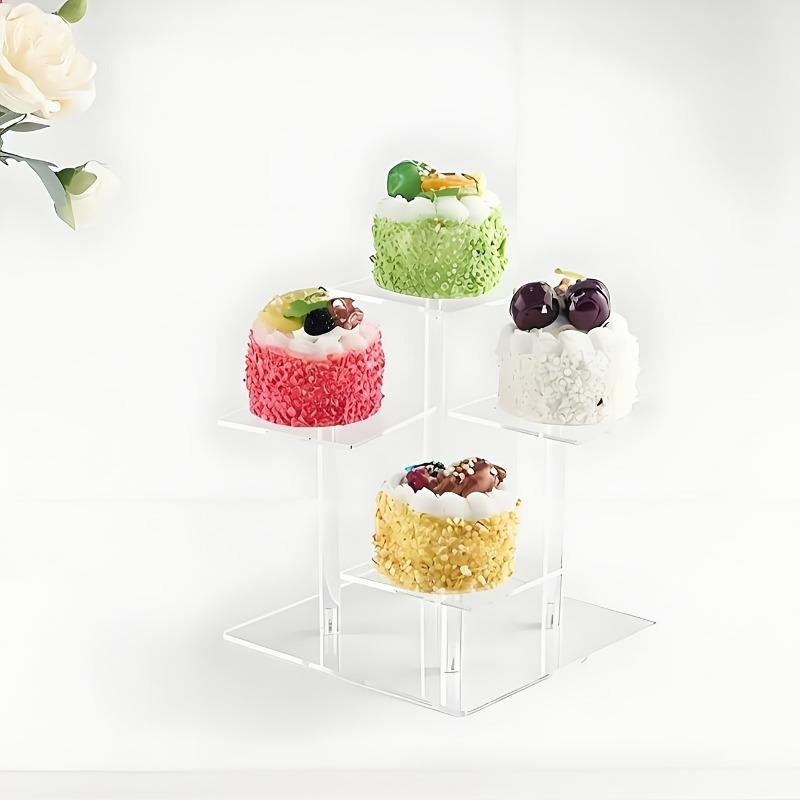 2/3pcs Transparent Acrylic Display Stand 4 Detachable Square Shelves for Showcasing Condiments Figurines Perfumes Jewelry Decor
