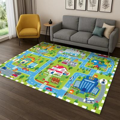 Autobahn Simulierter Stadtverkehr Teppich Teppich für Schlafzimmer Wohnzimmer Sofa Fußmatte Dekor Kinderspielmatte Spielzimmer Rutschfeste Bodenmatte