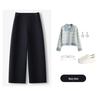 Women's Khaki High-Waisted Cropped Wide-Leg Pants - Petite, Spring/Autumn 2026