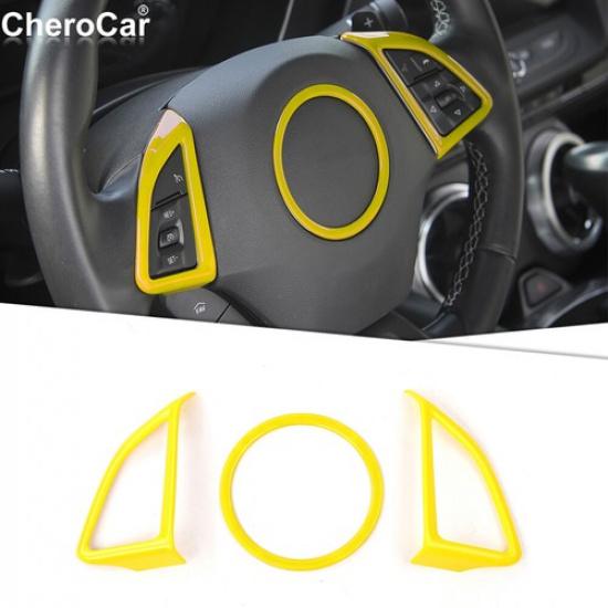For 2017+ Chevrolet Camaro Steering Wheel Cover Trim Interior Accessories Yellow
