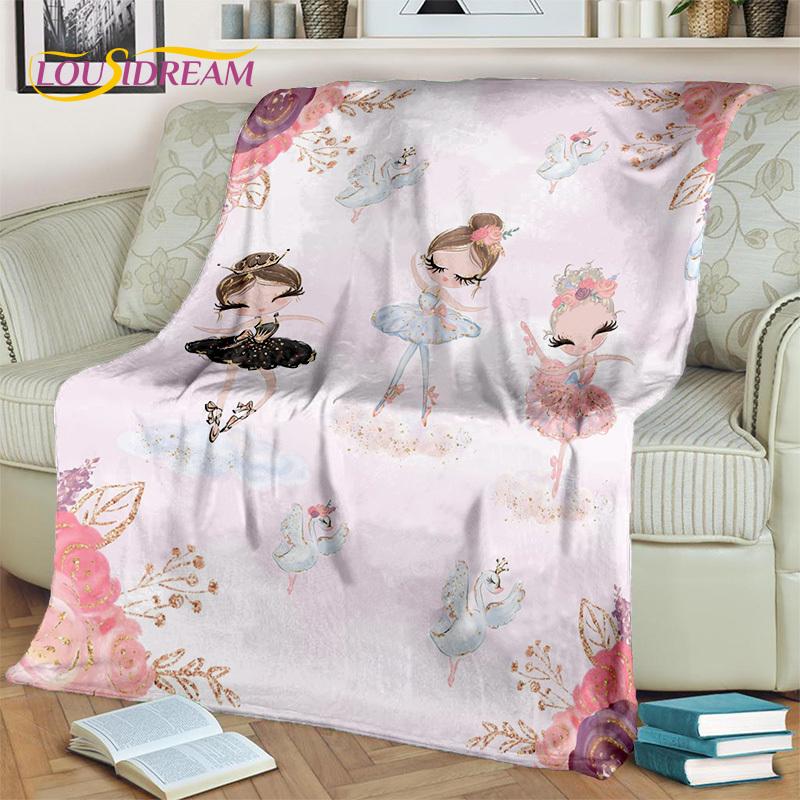 Snová baletka, balerína, víla, labuť, jednorožec, kreslená deka, měkká přehozová deka pro domov, ložnici, postel, pohovku, piknik, cestování, pro děti
