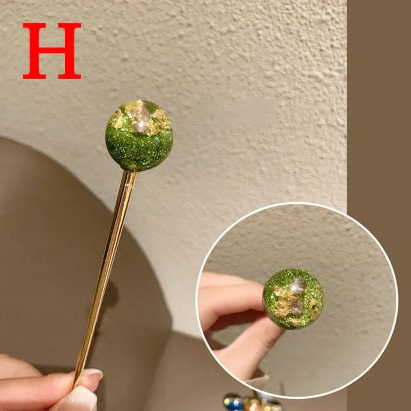 New Sparkling Starry Sky Hairpin Simple Temperament Gold Foil Lollipop Hairpin Elegant Hair Accessories Girls Jewelry Headwear