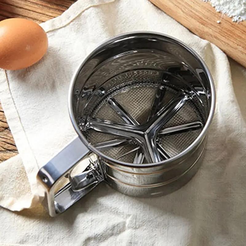 Bakekvern Matsiler Pulver Rustfritt Stål Håndholdt Gjenbrukbar Sikt For Mel Kopp Ristere Kjøkken Bakeverktøy