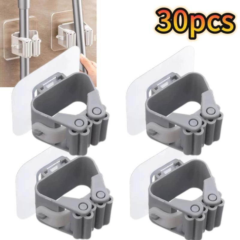 Mop Storage Storage Rack Bathroom Suction Hanging Pipe Traceless Mop Clip Broom Hanger Wall-Mounted Waterproof Mop Rack