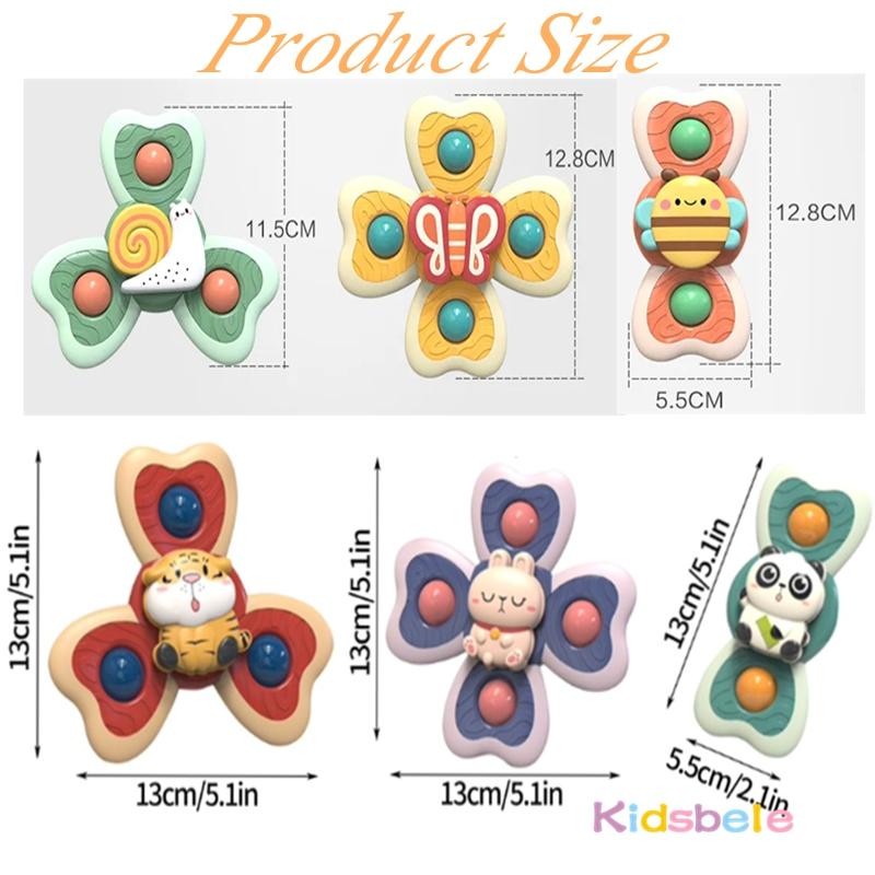 New Style 3 PCS Suction Cup Rotating Toys for Infant and Toddlers Fun Bath Toys with Spinning Suction Cups Fingertip Gyroscope