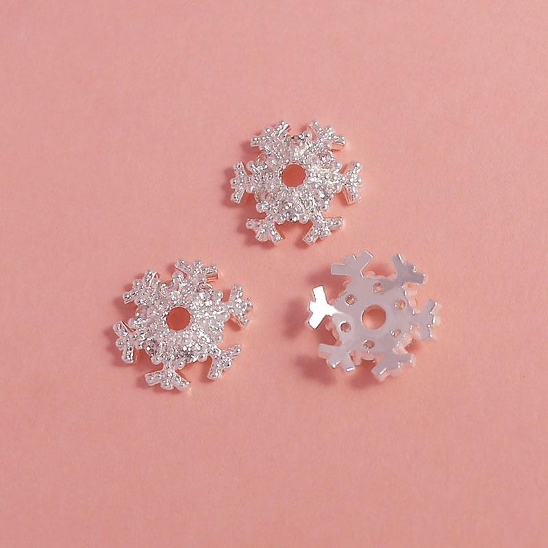 18K Gold-Filled Flower Cap Snowflake Crystal Pearl Spacer Bead Bracelet DIY Kit