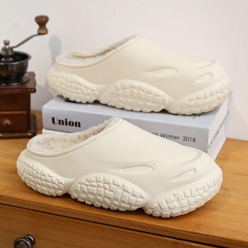 Winter Cotton Slippers: Non-slip, Waterproof, Thick-soled, Warm Velvet, Closed-toe for Men & Women