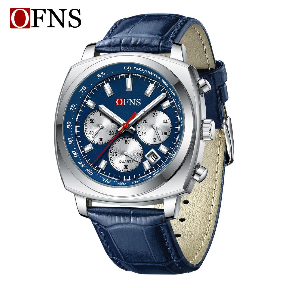 

Мужские часы Модный тренд Кварцевые наручные часы Водонепроницаемые Люминесцентные Дата Хронограф Часы для мужчины Reloj leather strap синий