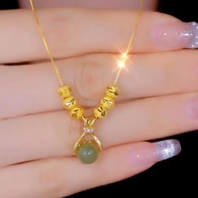 Lucky Bead Lucky Bag Necklace for Women's Summer Light Luxury Pendant Temperament Collarbone Chain