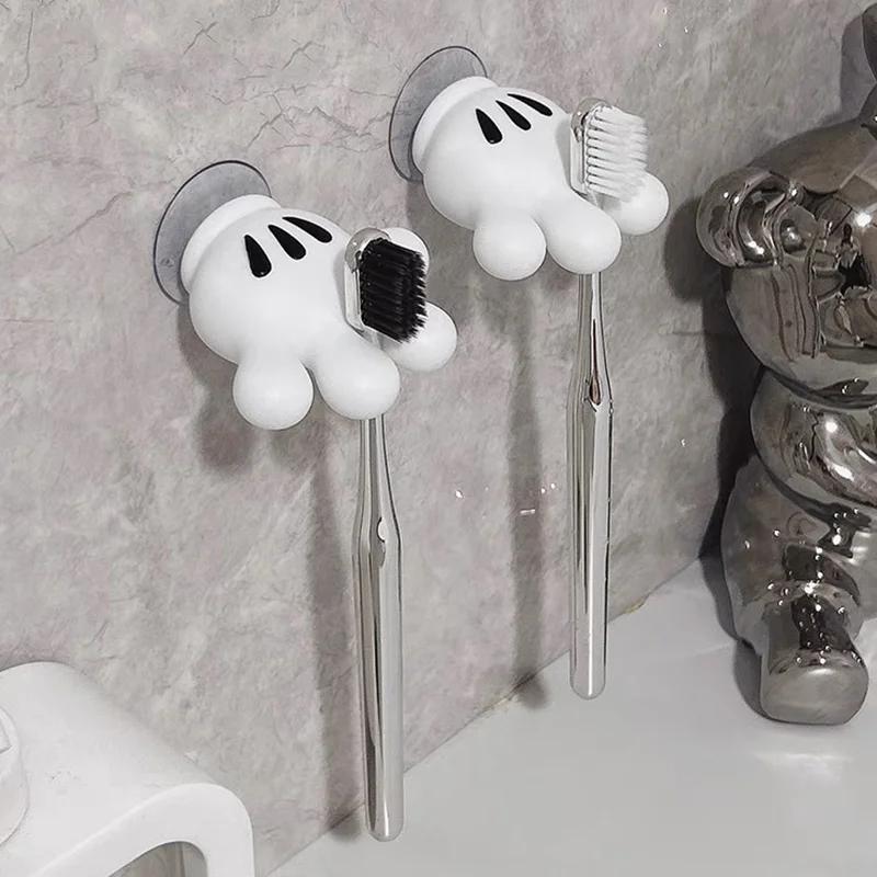 Toothbrush Holder Mickey Palm Cute Bathroom Towel Suction Cup Multi-function Hook Traceless Hook Data Cable Winder
