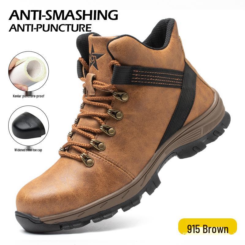 Men's Waterproof, Impact & Puncture-resistant High-top Steel-toe Work Boots; Durable and Comfortable Safety Footwear.