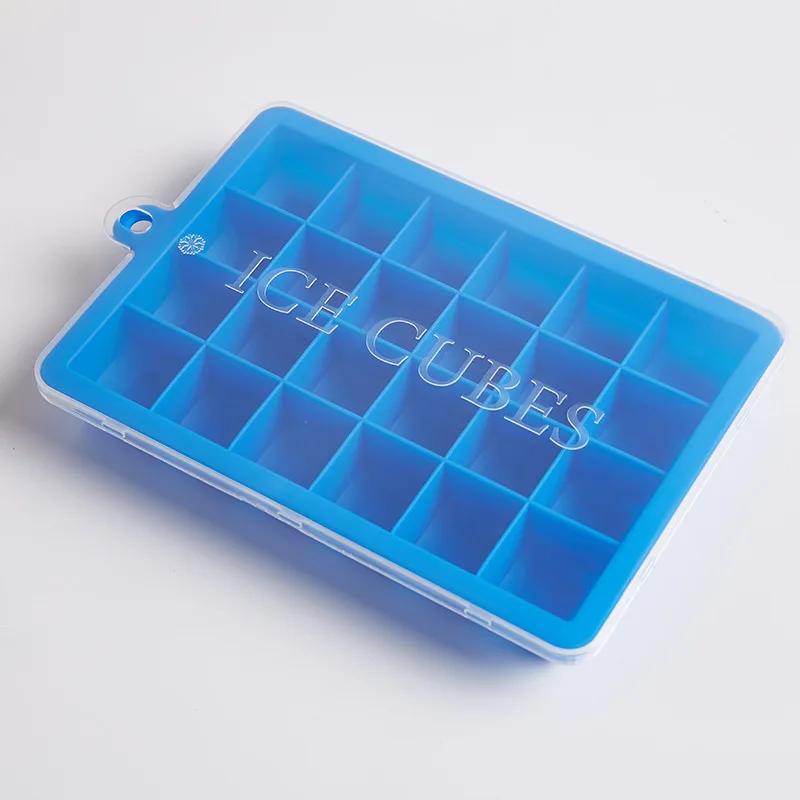 21/24 Grids Food Grade BPA Free Silicone Ice Cube Tray with Lid Easy To Demold Heart-shaped and Square Ice Maker Ice Cream Maker