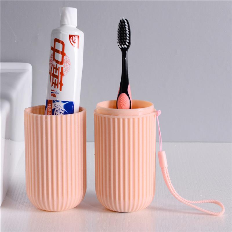 1-3PCS Vertikale Gestreiften Tragbare Waschen Tasse Reise Zahnbürste Box Zahnpasta Lagerung Rohr