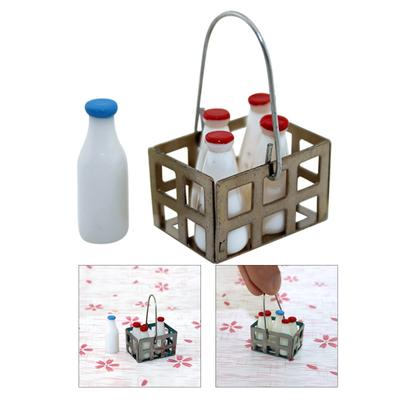 5pcs Miniature Milk Bottles Set for Dollhouse Kitchen Dining Room and Restaurant Scene Display Decors 1/12 Scale