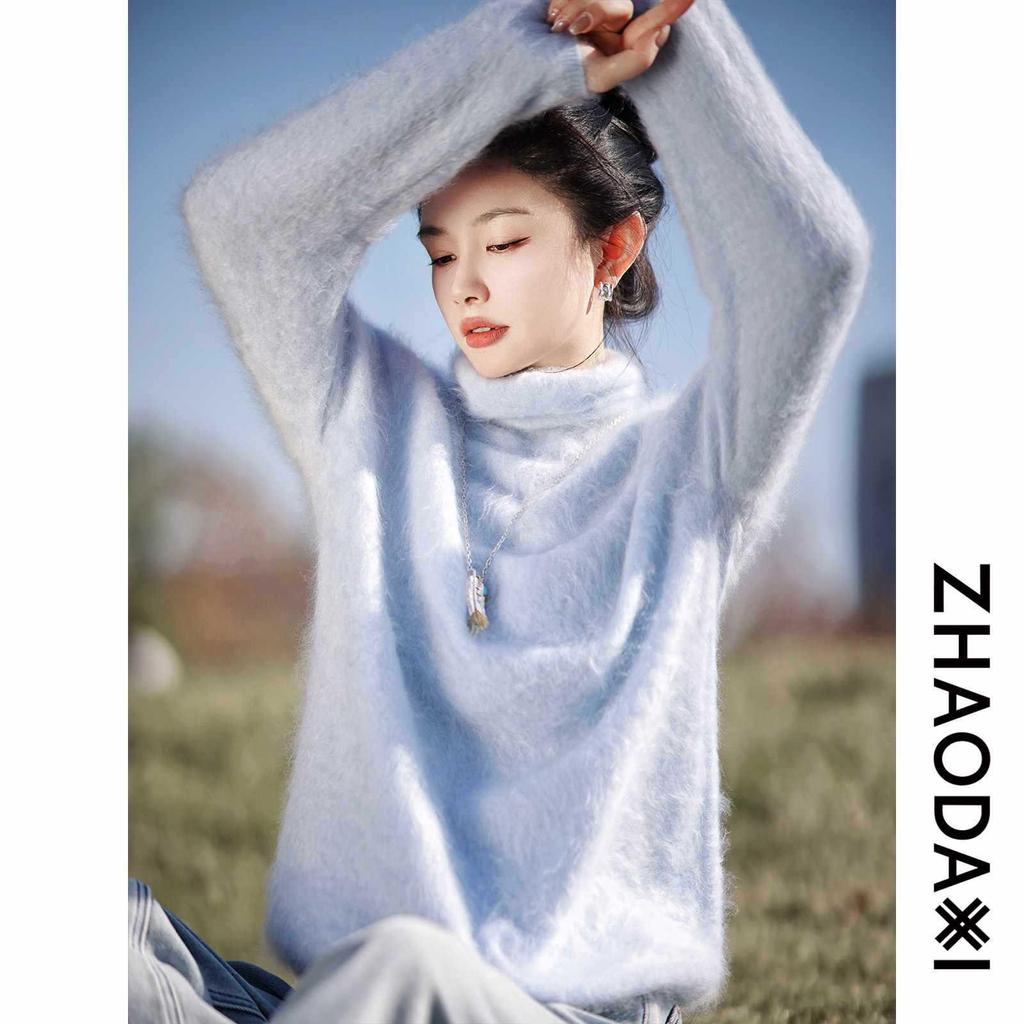 Cashmere Mulberry Silk Fur Brushed High Neck Sweater for Women - 2026 Series.