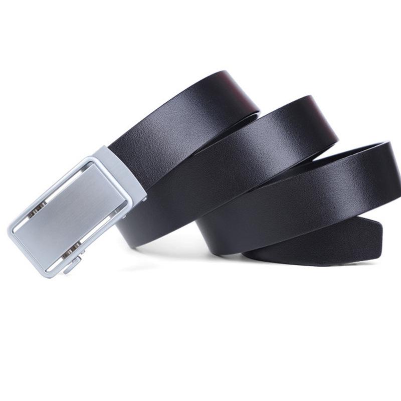 New Belt for Men's Zinc Alloy Automatic Buckle Belt Fashionable High-end Cowhide Belt