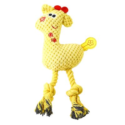 Pet Plush Chew Toy Teeth Cleaning Bite Resistant Deer Shape Squeaky Cat Dog Chewing Toy with Cotton