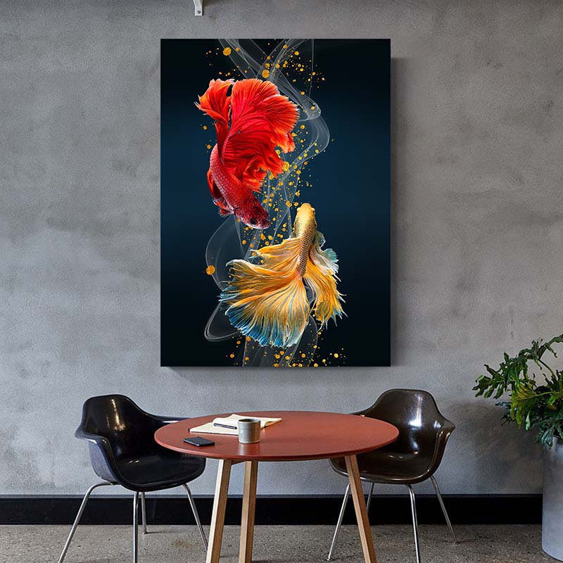 Abstract Colorful Betta Fish Animal Canvas Painting Wall Art Picture Posters and Prints Home Decor for Living Room